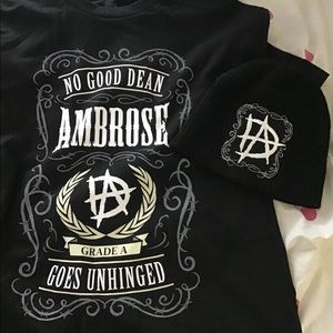 Authentic WWE Dean Ambrose shirt and beanie